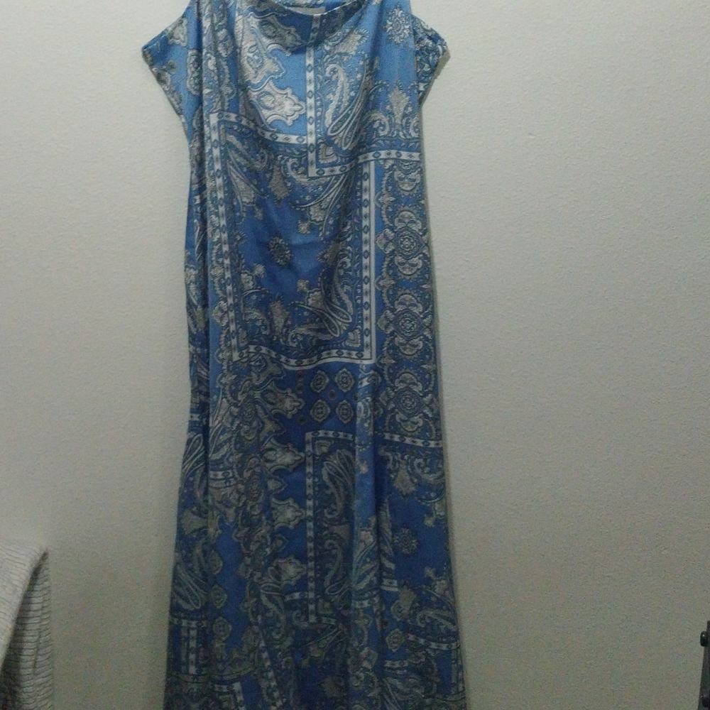 LOFT Blue and White Maxi Dress